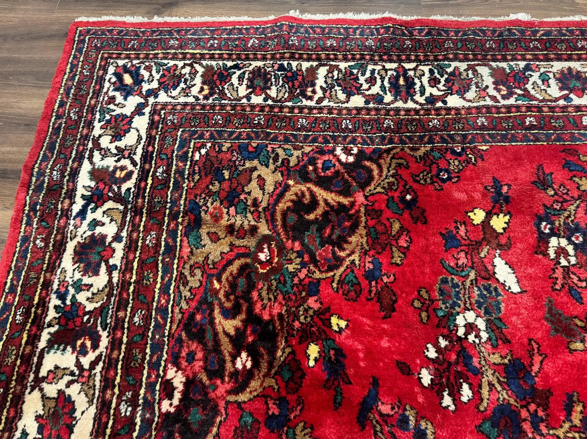 Palace Size Persian Rug 11x18, Red, Bibikabad Rug, Handmade Large Wool Carpet, Persian Hamadan Rug, Dargazin Rug by Jewel Rugs