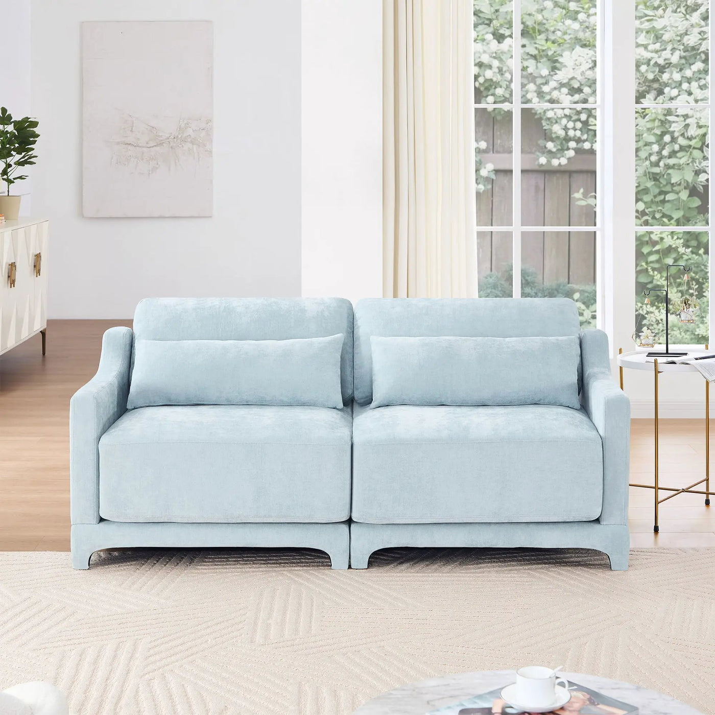 Elegant Sofa With Ergonomic Design And Lumbar Pillows by Unique Piece Furniture