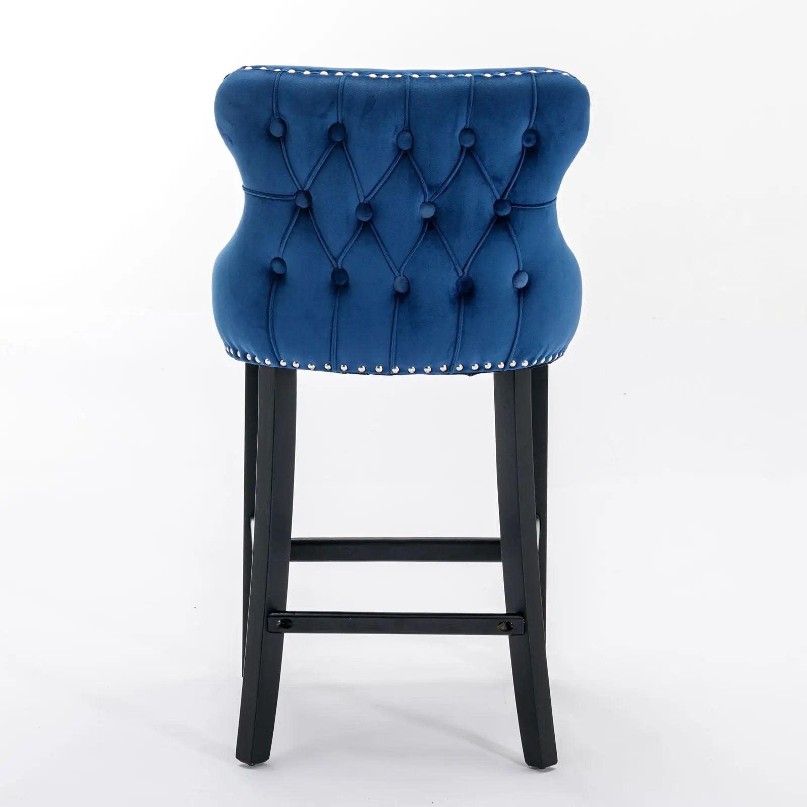 Contemporary Upholstered Wing-Back Barstools With Button Tufted Decoration And Wooden Legs, And Nailhead Trim, Leisure Style Bar Chairs, Bar Stools (Set of 2) by Unique Piece Furniture