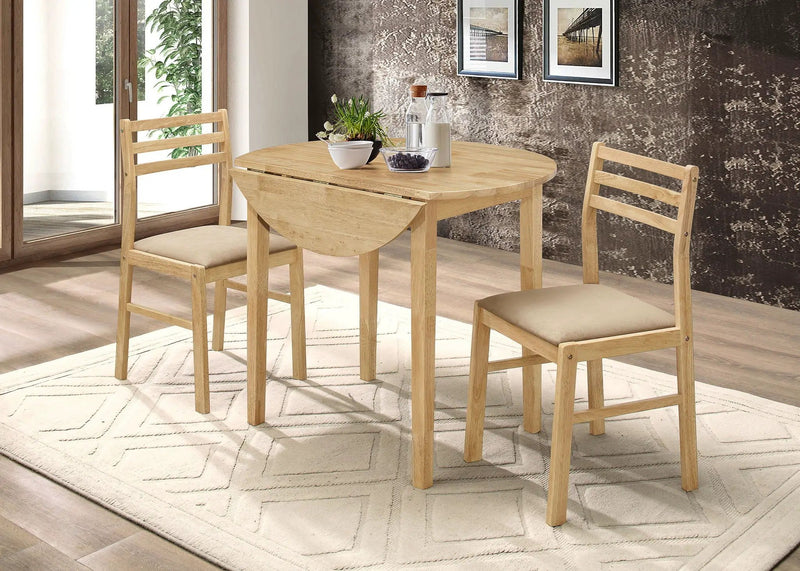 Bucknell 3-piece Round Drop Leaf Dining Table Set Natural by Unique Piece Furniture