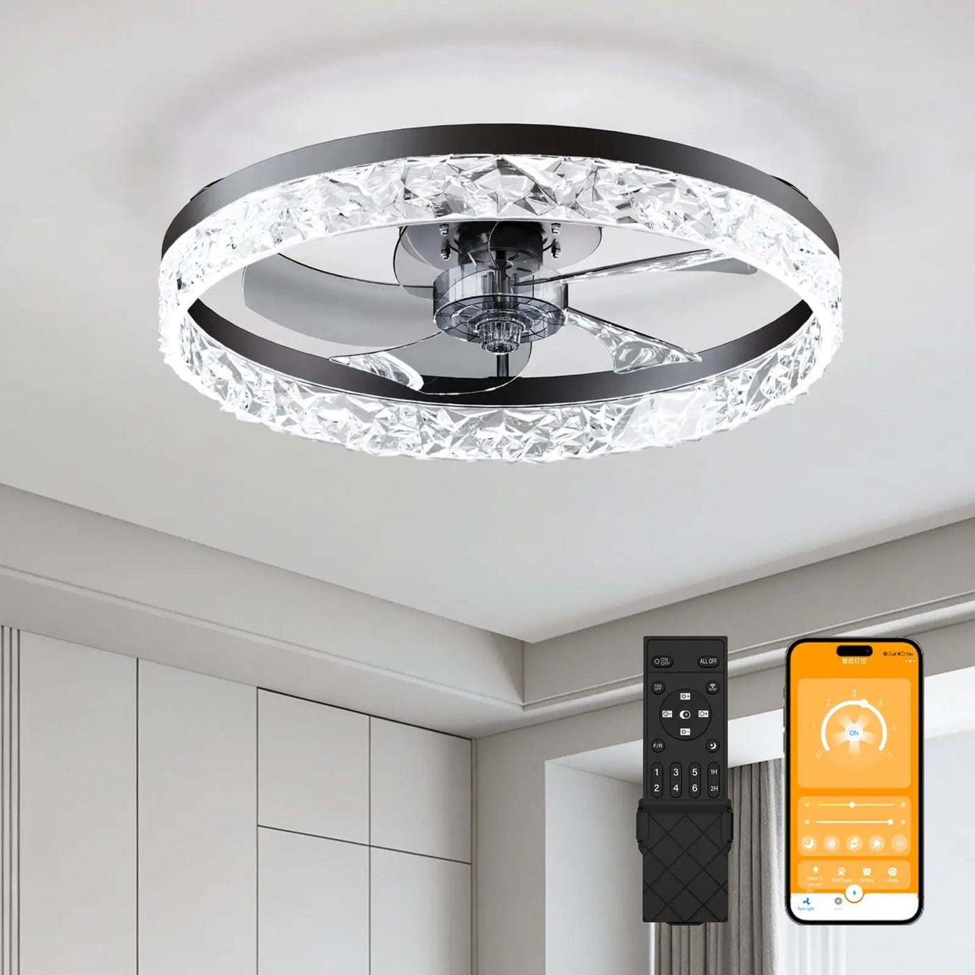 19.7" Ceiling Fan with Dimmable LED Light and Remote & App Control by HouseOfZazla
