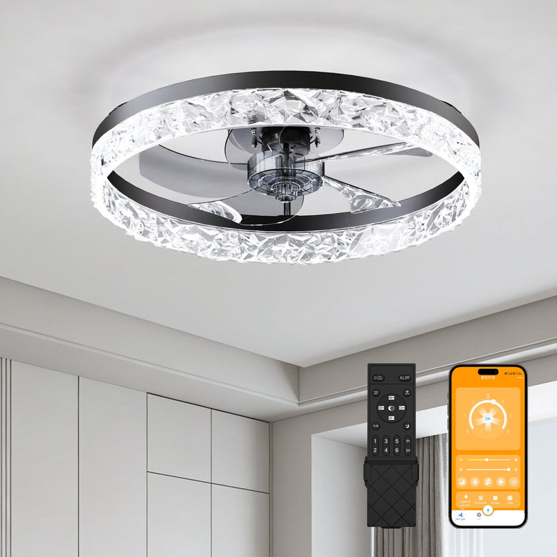 19.7" Ceiling Fan with Dimmable LED Light and Remote & App Control by HouseOfZazla