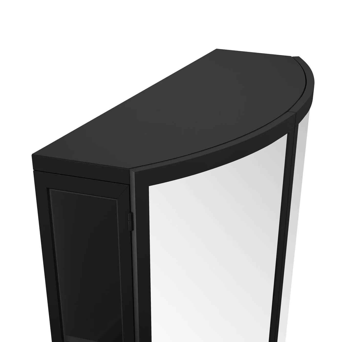 Arched Glass Double Door Wardrobe With Shatterproof Mirror, Open Shelf & Towel Rack by HouseOfZazla