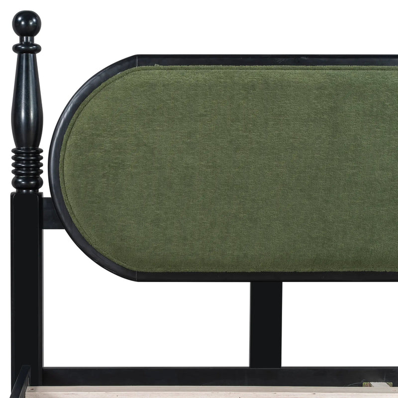 King Bed Frame, Solid Wood Platform with Slats, Modern by HouseOfZazla