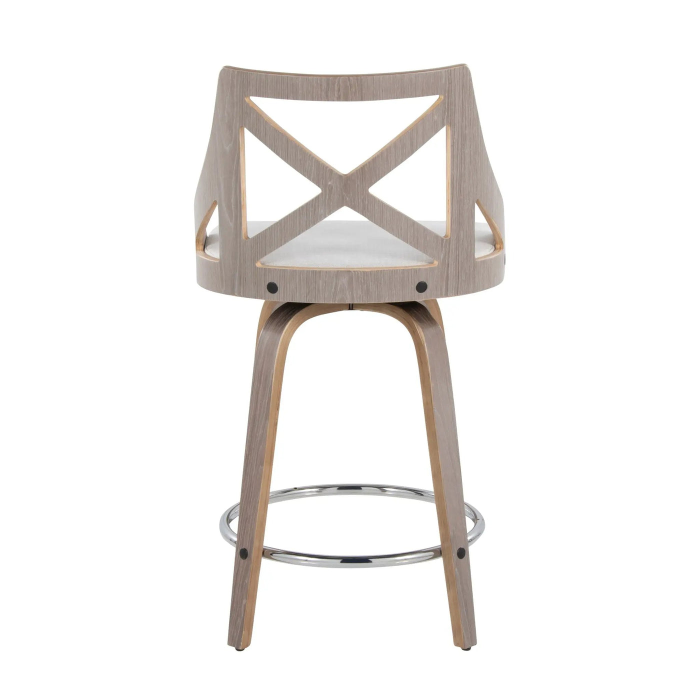 Charlotte - Farmhouse Fixed Height Counter Stool & Swivel With Round Footrest (Set of 2) by HouseOfZazla