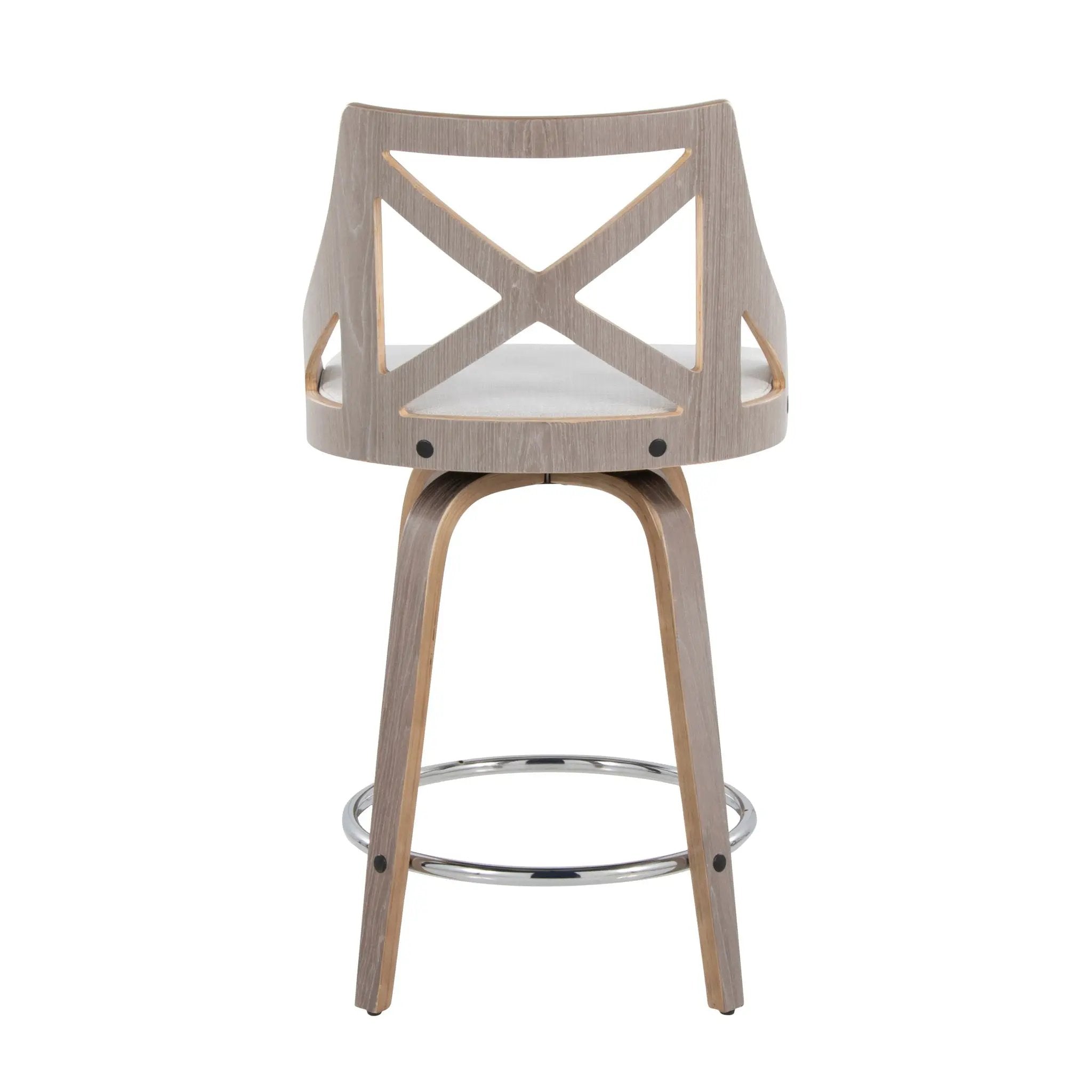 Charlotte - Farmhouse Fixed Height Counter Stool & Swivel With Round Footrest (Set of 2) by HouseOfZazla
