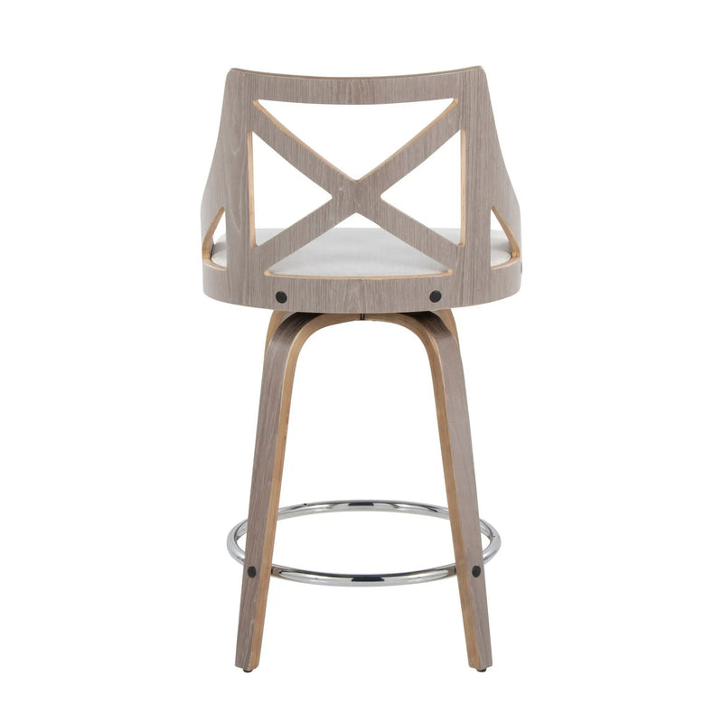 Charlotte - Farmhouse Fixed Height Counter Stool & Swivel With Round Footrest (Set of 2) by HouseOfZazla