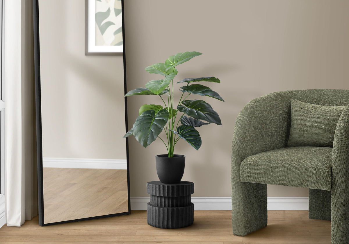 24" Tall Artificial Alocasia Plant with Real Touch Leaves - Black Pot