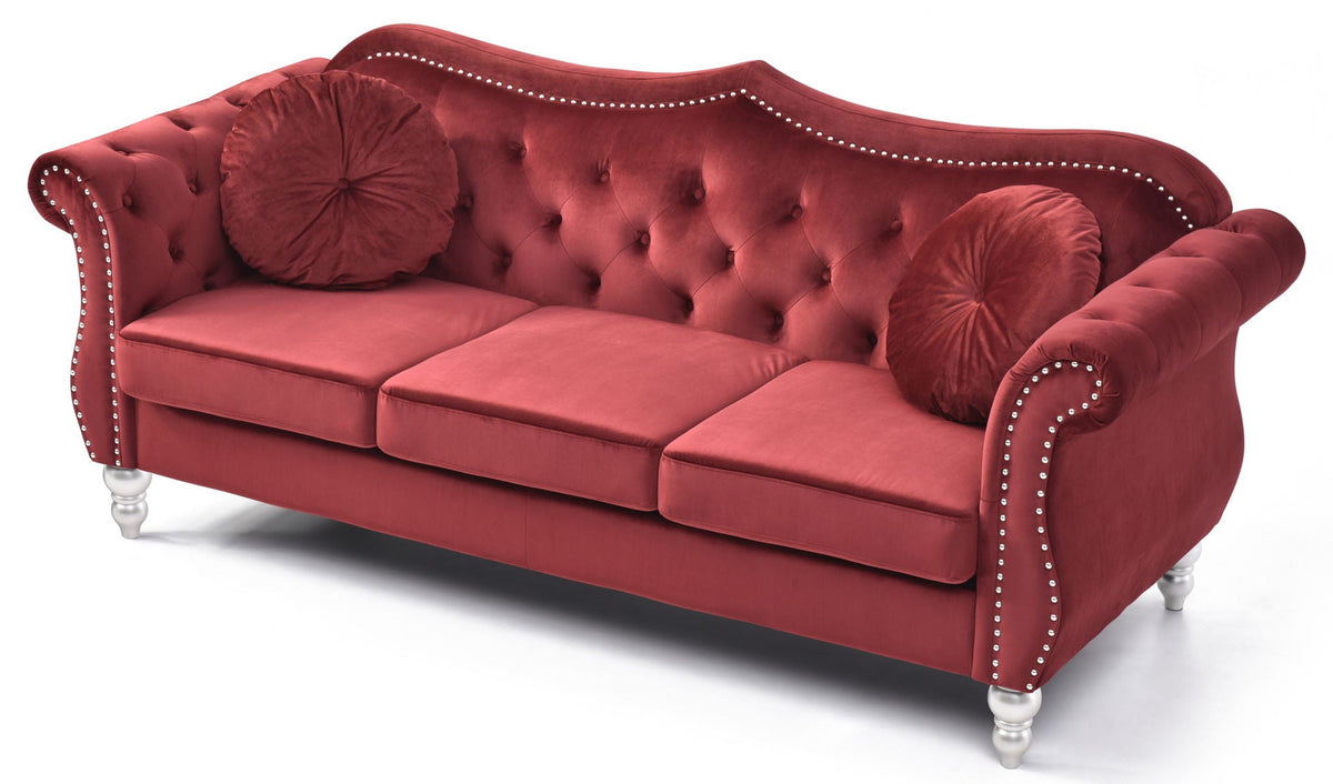 Hollywood Sofa with Tufted Back and Nailhead Trim - Multiple Colors, photo 22 of 28