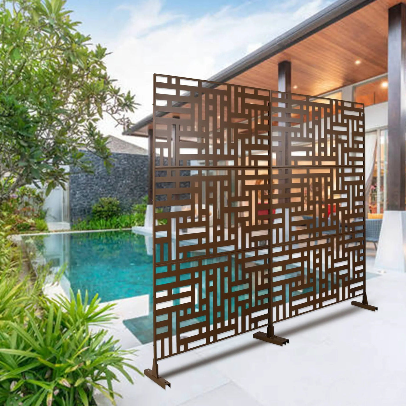 Decorative Freestanding Metal Privacy Screen For Indoor & Outdoor Use by Unique Piece Furniture
