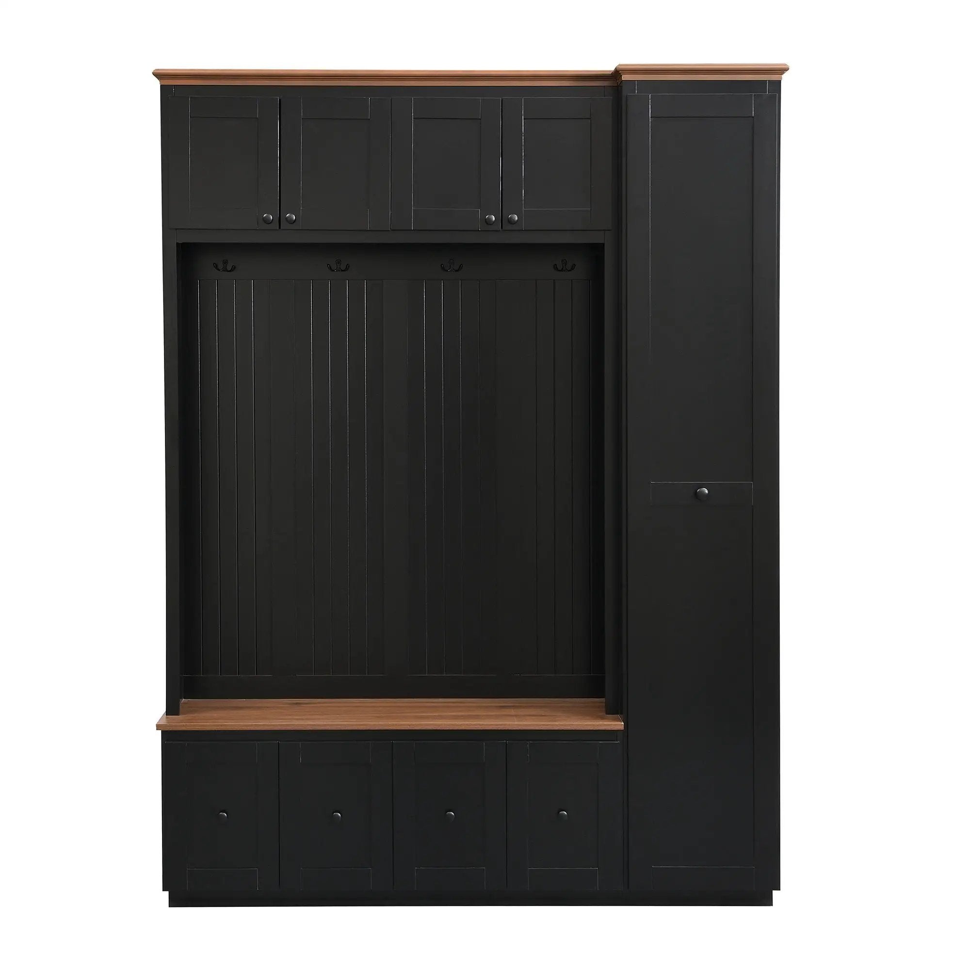 Entryway Hall Tree With Storage Bench, Coat Rack Shoe Bench With Cabinets by HouseOfZazla