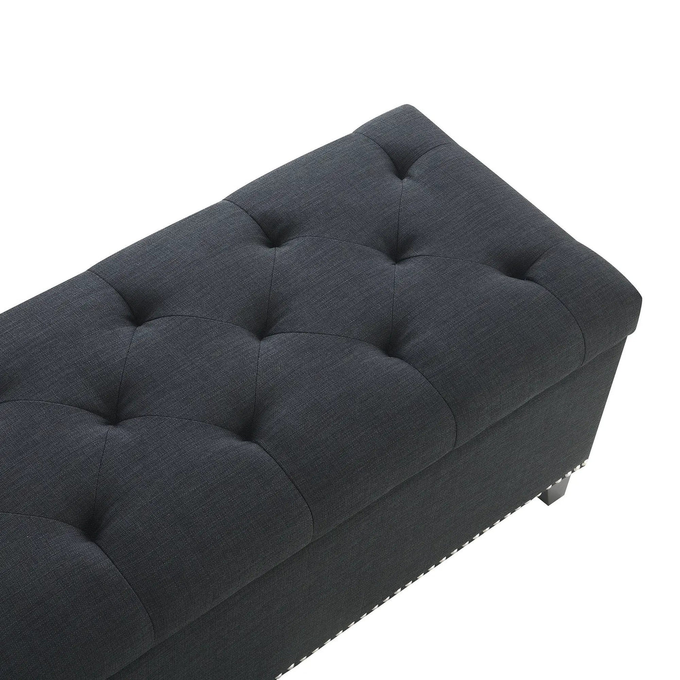 Button-Tufted Storage Ottoman With Safety Close Hinge by HouseOfZazla