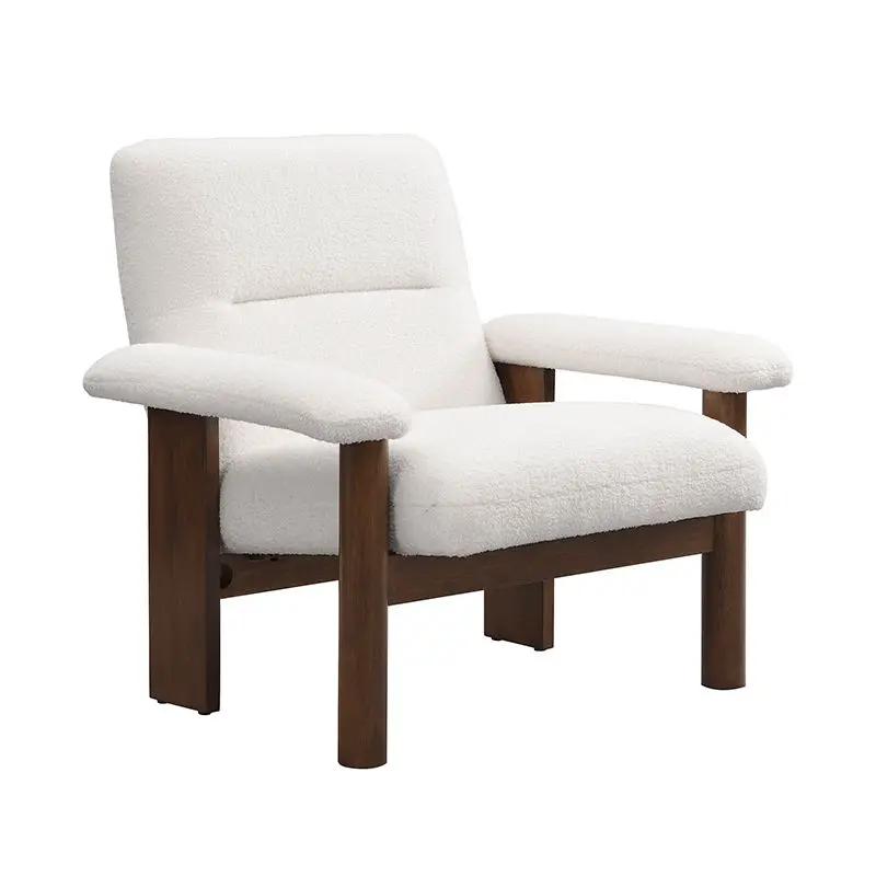 Modern Accent Chair With Ottoman, Mid Century Lounge Chair With Footrest, Comfy Fabric Armchair Upholstered Set With Solid Wood Frame For Living Room - White by HouseOfZazla
