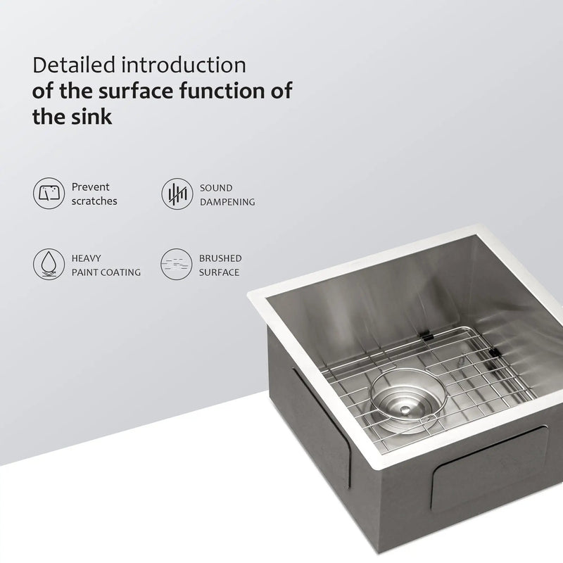 13" Undermount Stainless Steel Kitchen Sink 16 Gauge 9" Deep Single Bowl Basin - Brushed Nickel by HouseOfZazla