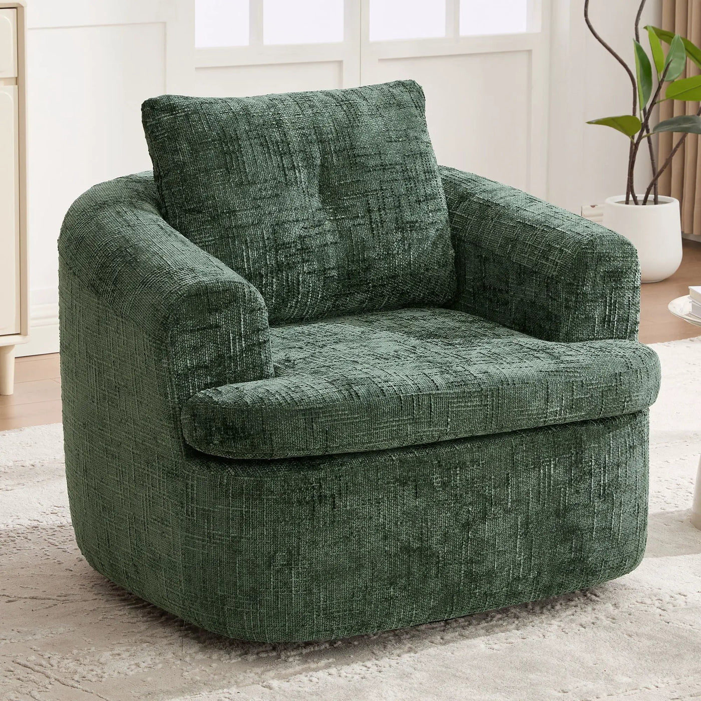 Modern Swivel Barrel Chair With Dual-Layer Cushion by Unique Piece Furniture