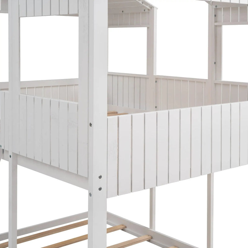 Bunk Bed With Roof, Window, Guardrail, Ladder by HouseOfZazla