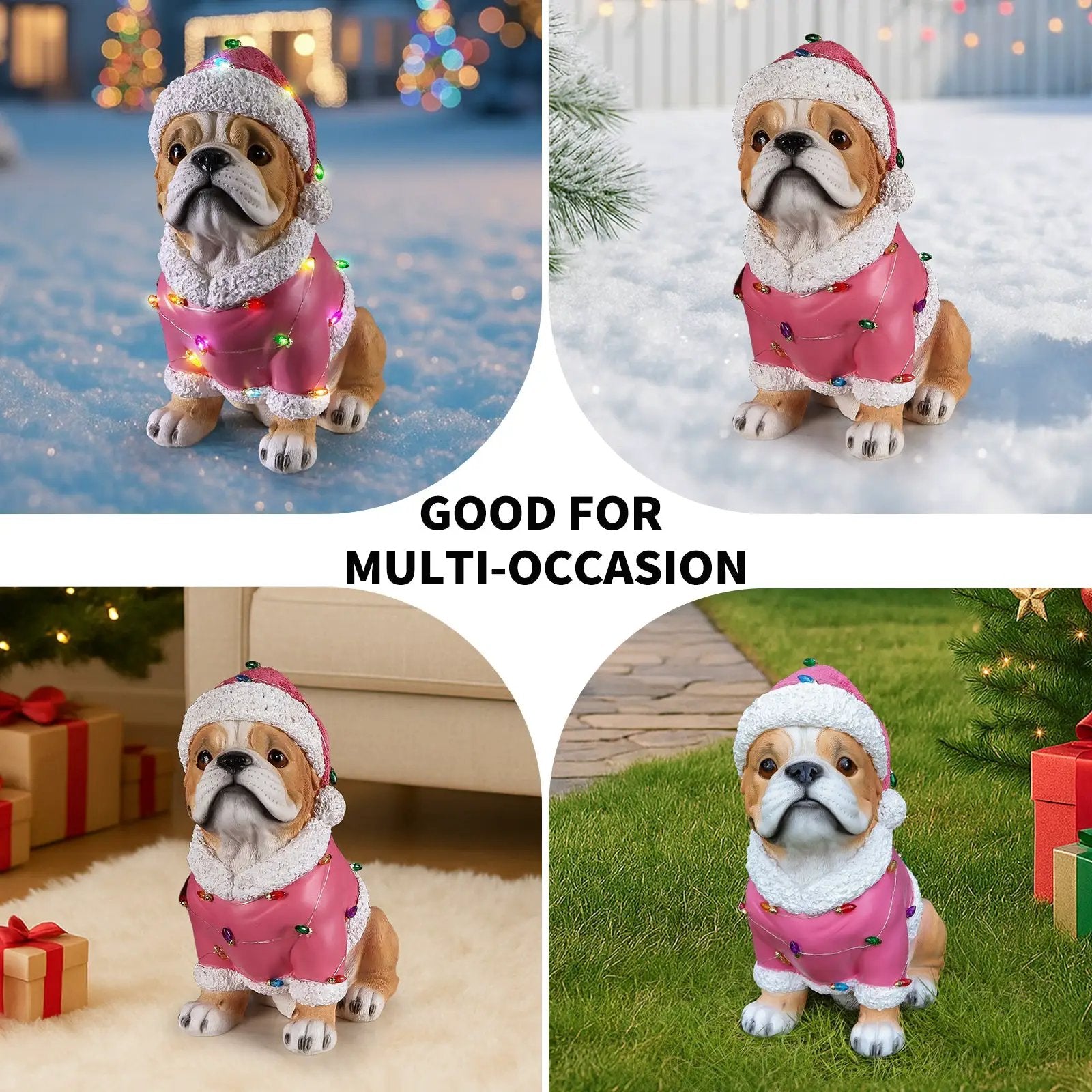 Christmas Pug Statue, Holiday Dog Figurine by HouseOfZazla