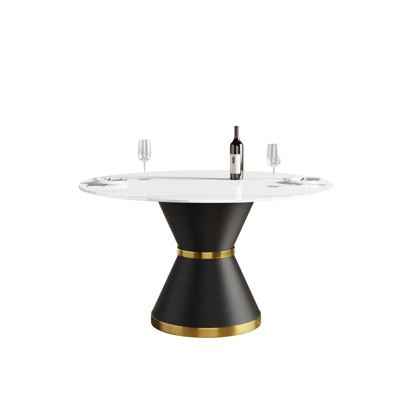Modern Artificial Stone Round Carbon Steel Base Dining Table, Can Accommodate 6 People by HouseOfZazla
