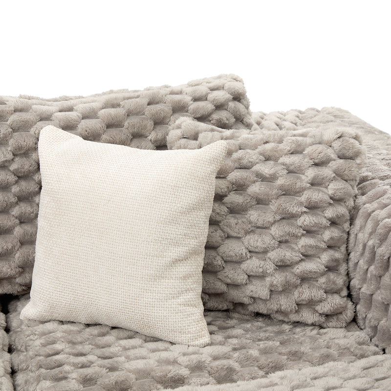 Modular Sectional Sofa, Boneless Couch With 2 Movable Ottomans