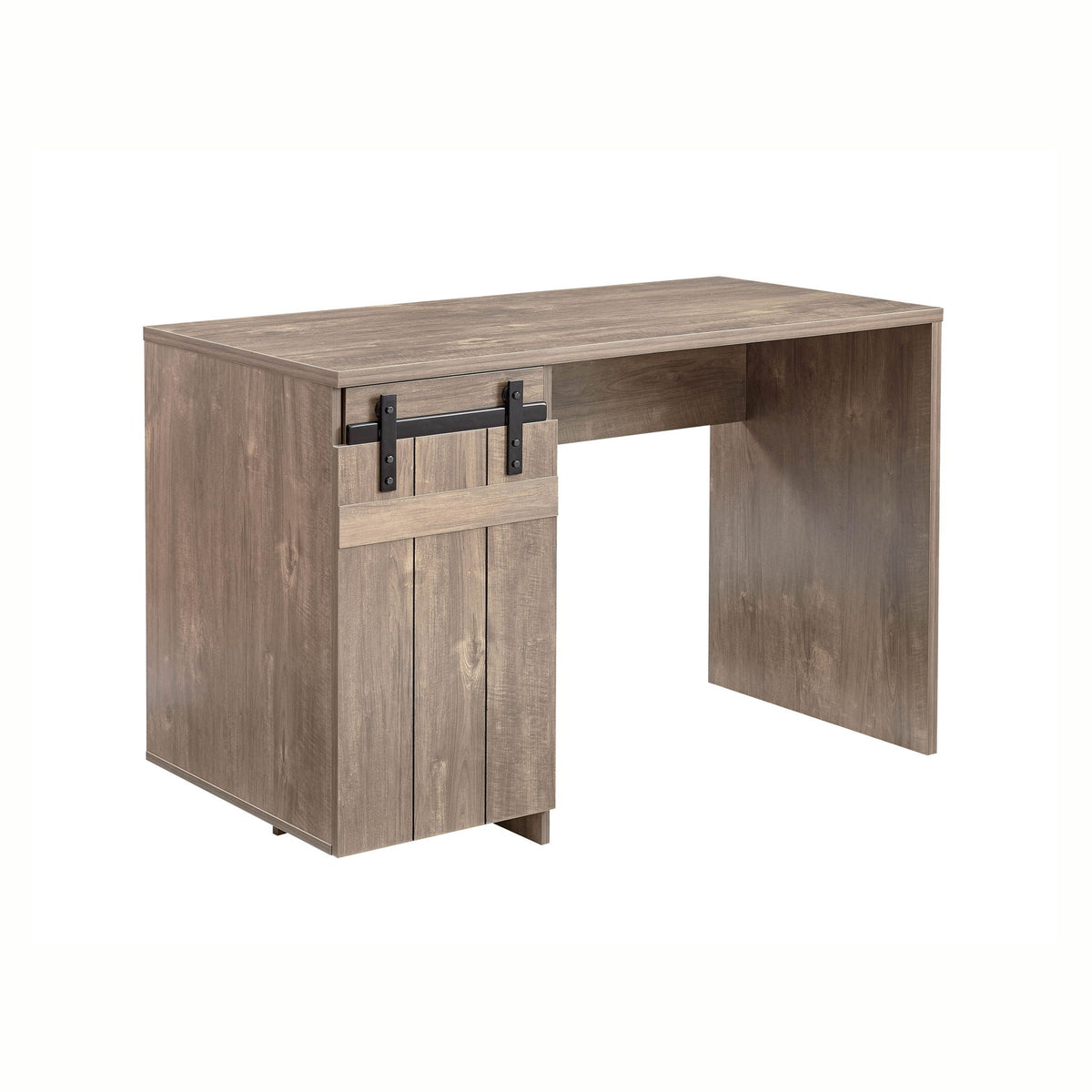 Hazelnut Home Office Desk with Faux Barn Door Cabinet - Light Brown, photo 6 of 7