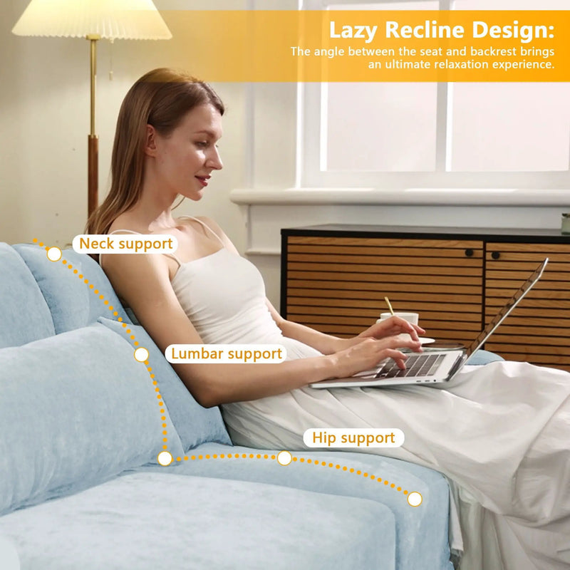Stylish Sofa With Ottoman And Lumbar Pillows, Ergonomic Design by HouseOfZazla