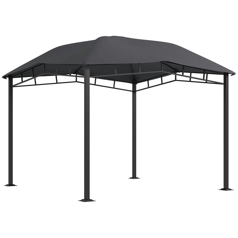 Outsunny - 10' x 10' Soft Top Patio Gazebo Outdoor Canopy With Unique Geometric Design Roof, All-Weather Steel Frame - Gray by HouseOfZazla