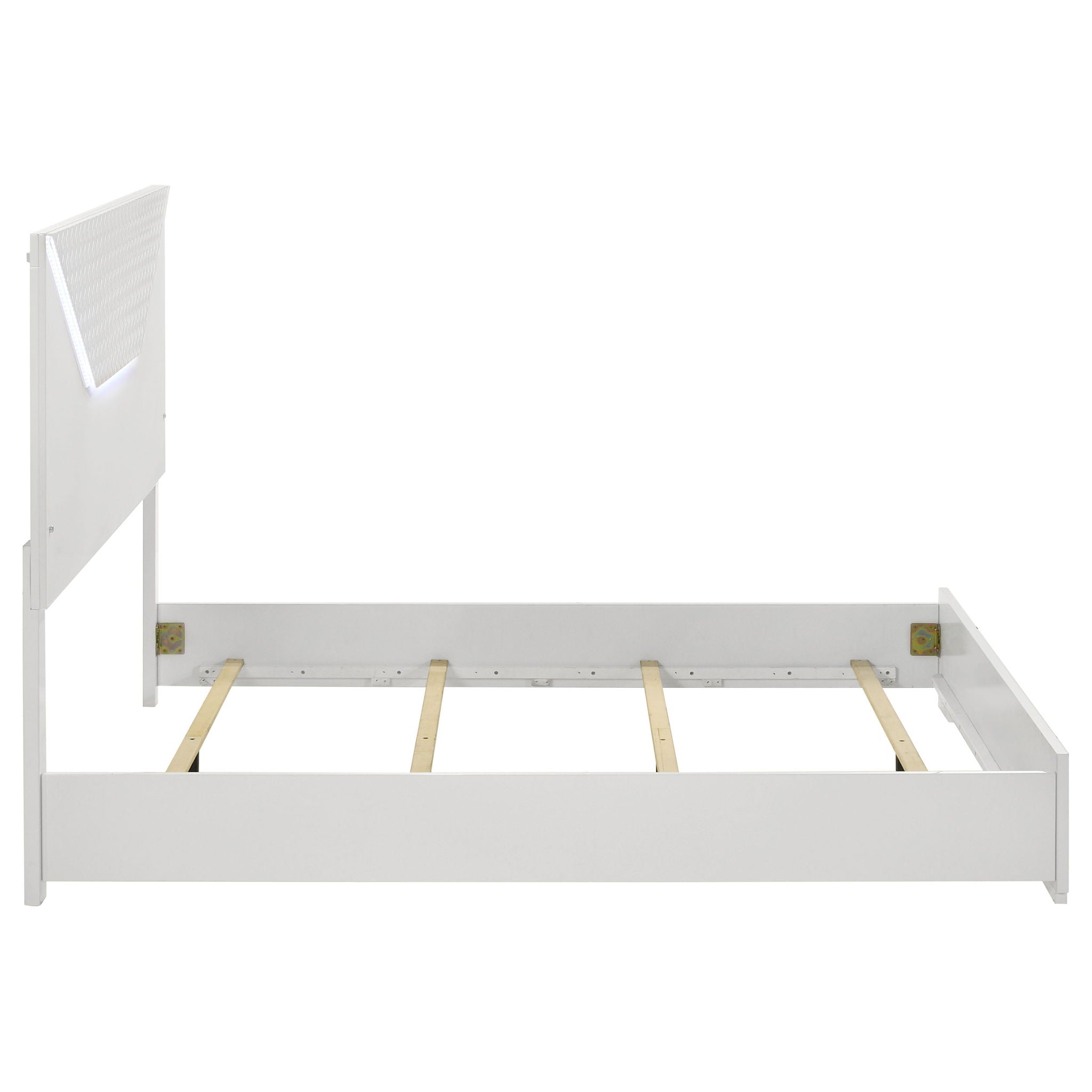 Ives Queen Panel Bed LED Headboard White High Gloss by Unique Piece Furniture