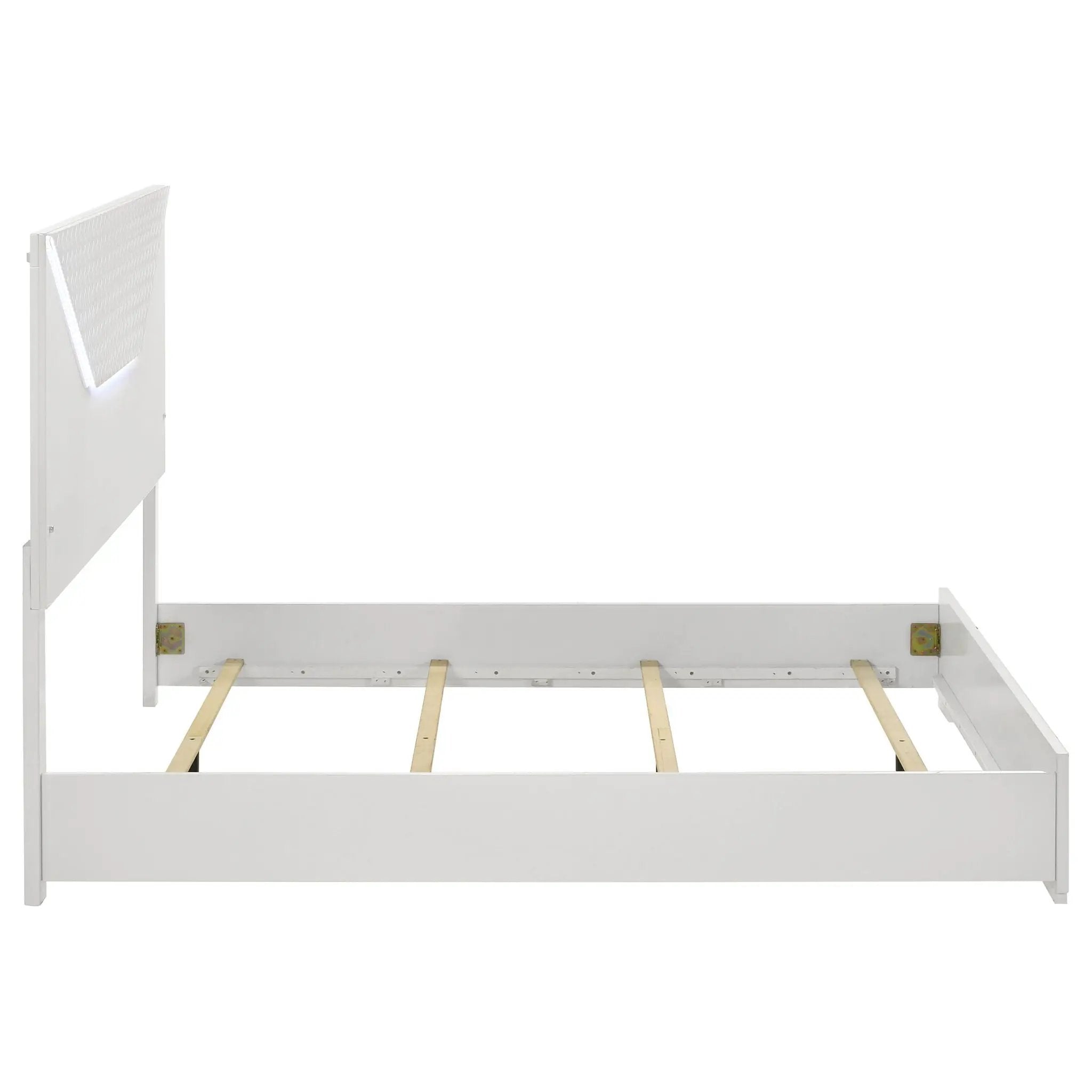 Ives Queen Panel Bed LED Headboard White High Gloss by Unique Piece Furniture