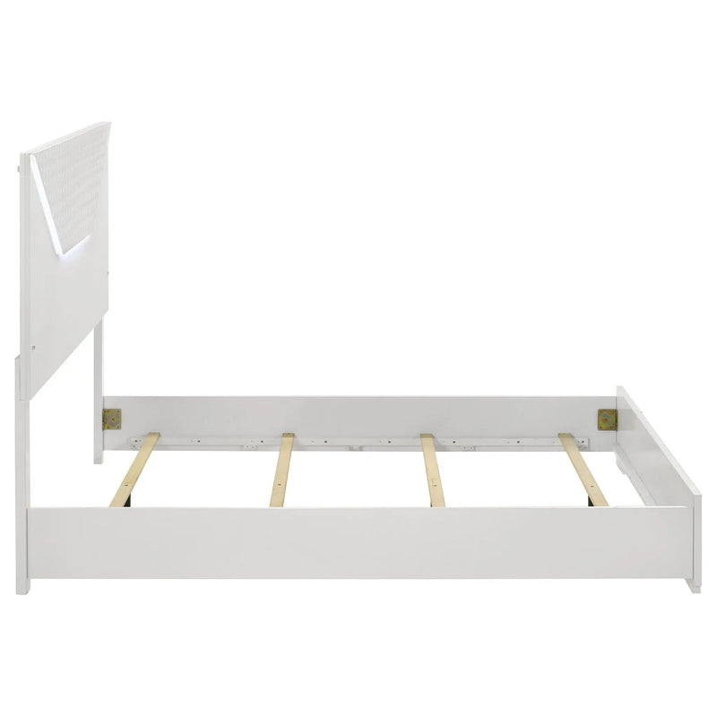 Ives Queen Panel Bed LED Headboard White High Gloss by Unique Piece Furniture