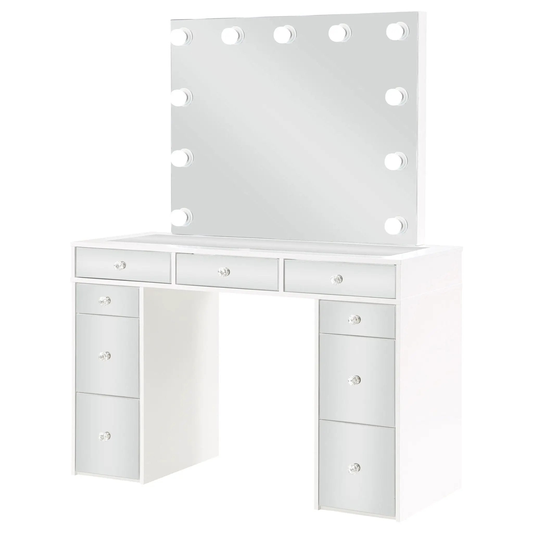 Regina Makeup Vanity Table Set with Lighting White by Unique Piece Furniture