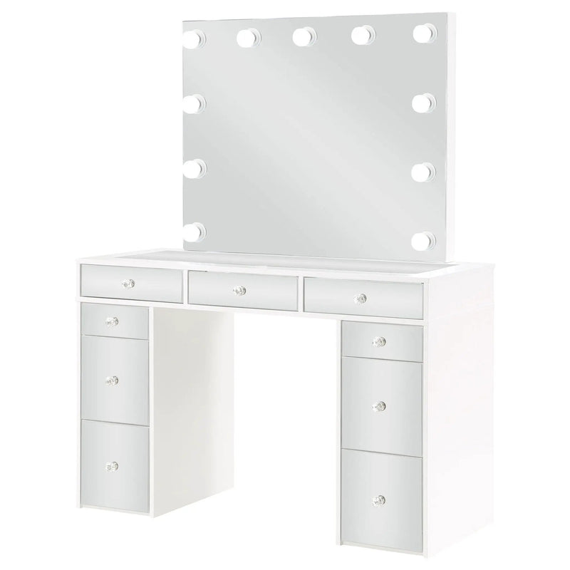 Regina Makeup Vanity Table Set with Lighting White by Unique Piece Furniture