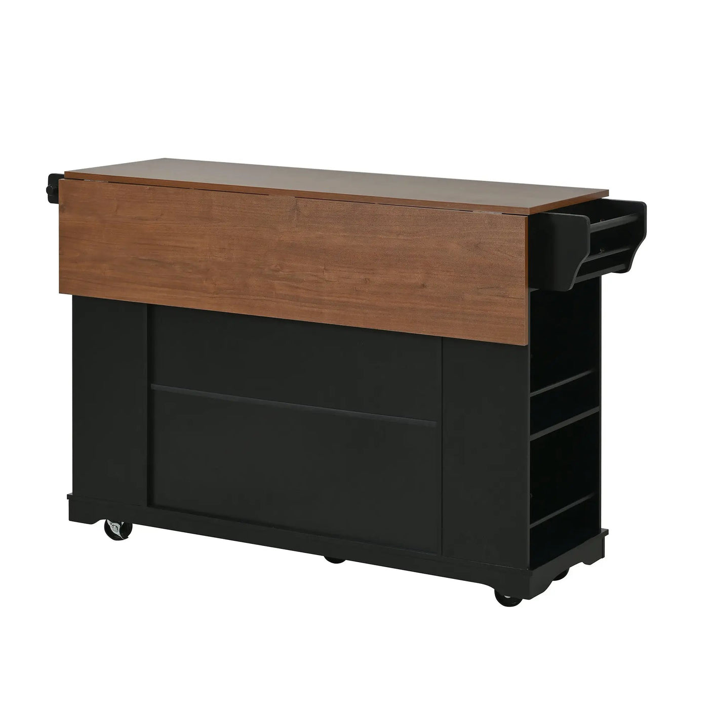 54" Mobile Kitchen Island with Glass Door Storage, Power Outlet & Rolling Cart by HouseOfZazla