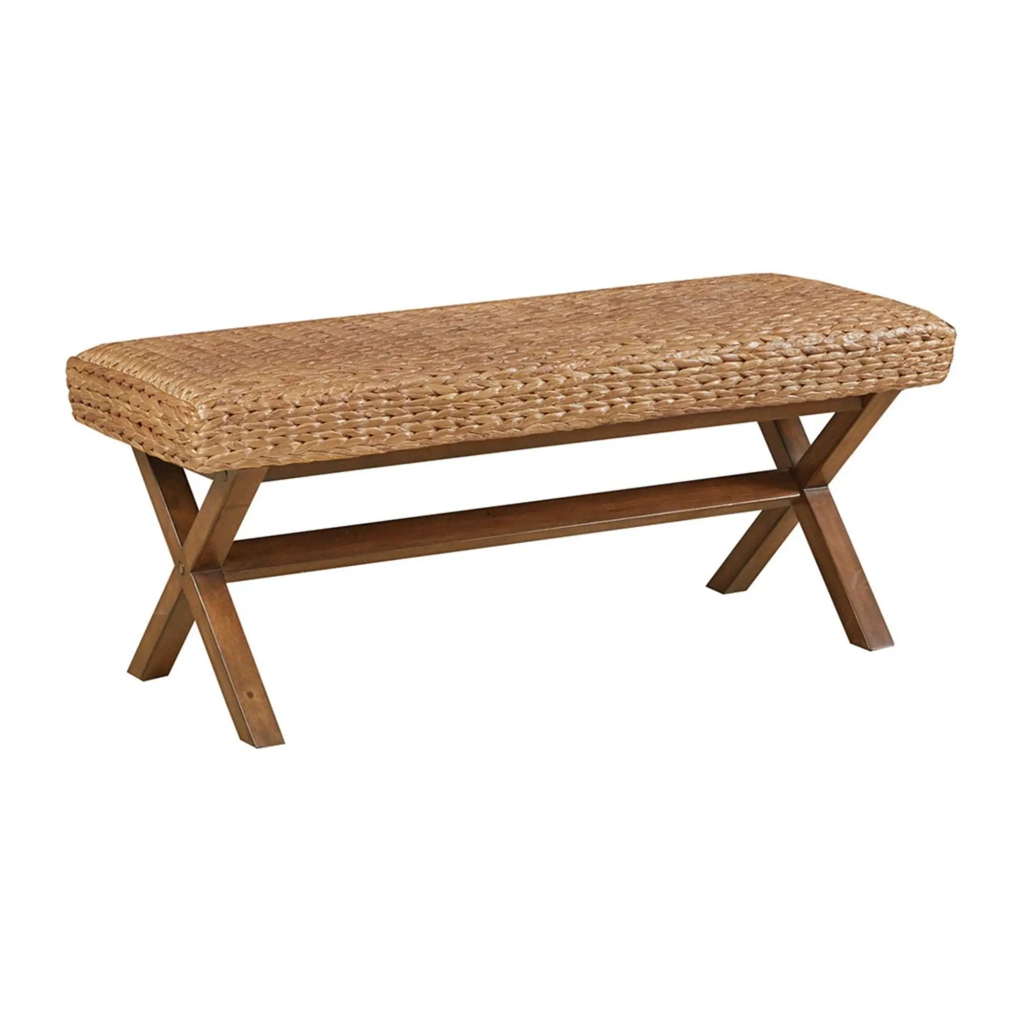 Bench With Water Hyacinth Seat - Brown by Unique Piece Furniture