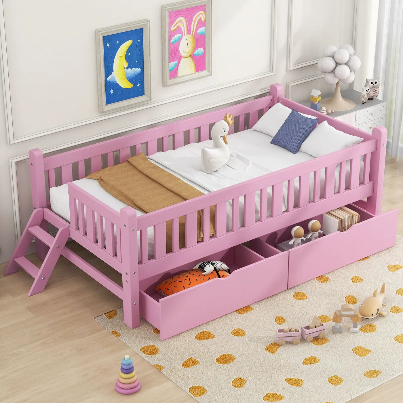 Platform Bed With Guardrail And 2 Drawers by HouseOfZazla