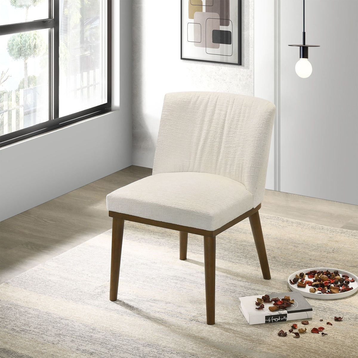 Mid-Century Dining Chair Set of 2 with Solid Wood Frame - Dark Gray or White, photo 8 of 10
