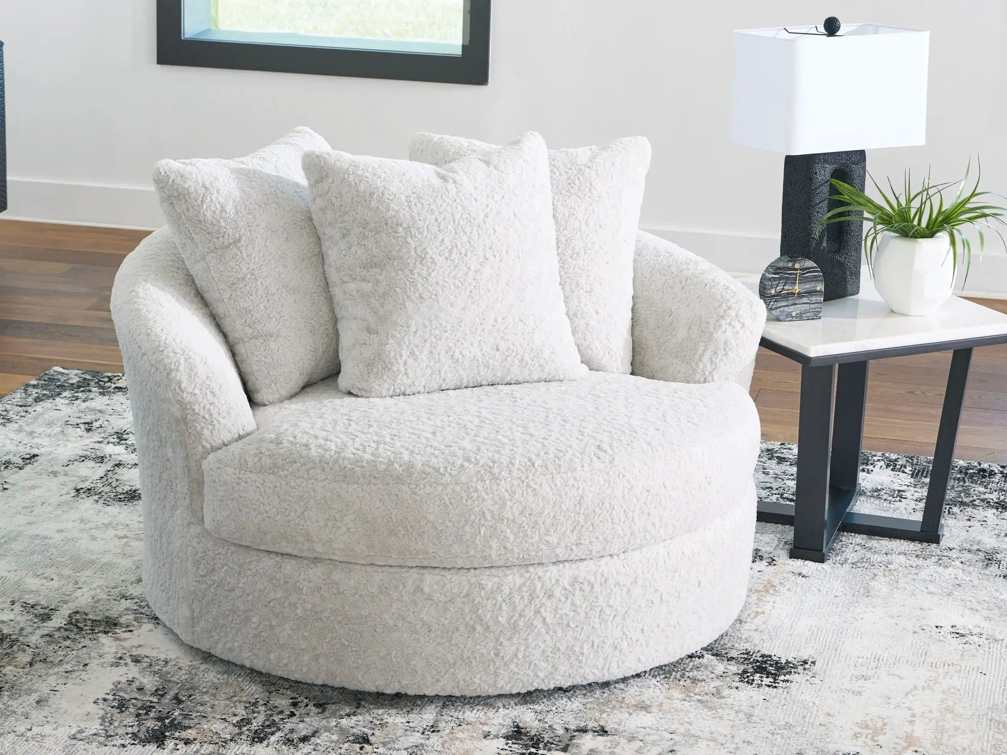 Cuddle Plush - Oversized Swivel Accent Chair - Arctic by Unique Piece Furniture