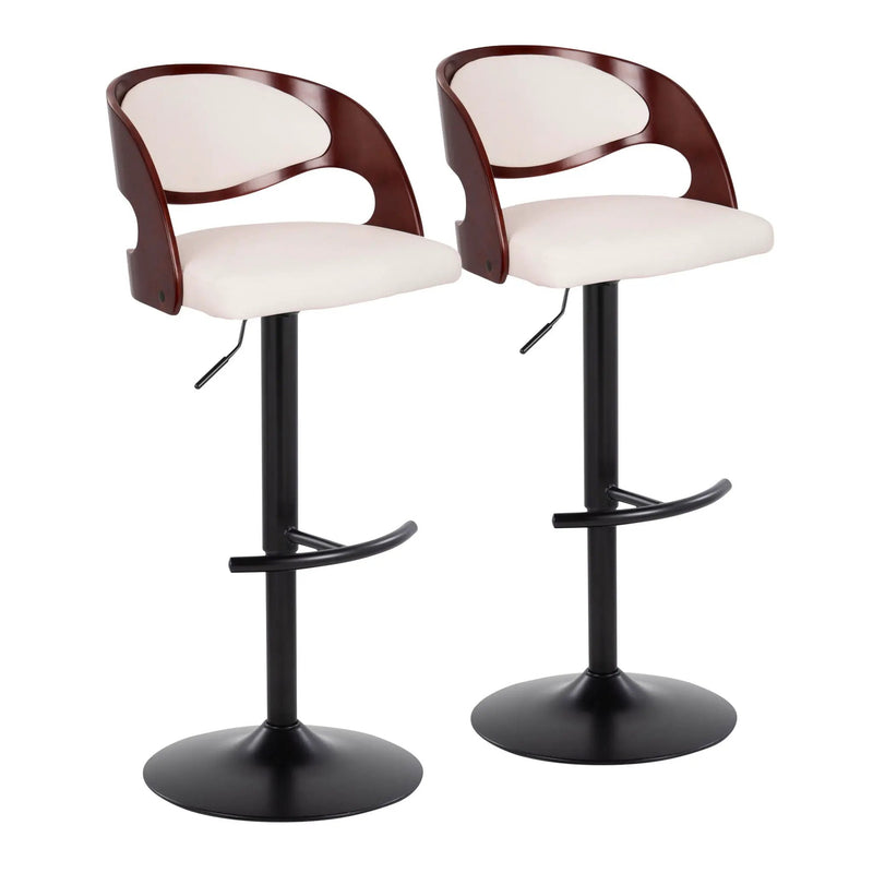Pino - Mid Century Modern Adjustable Barstool With Swivel With Rounded T Footrest (Set of 2) by Unique Piece Furniture