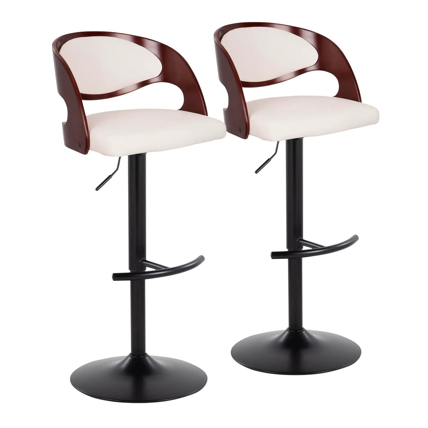 Pino - Mid Century Modern Adjustable Barstool With Swivel With Rounded T Footrest (Set of 2) by HouseOfZazla
