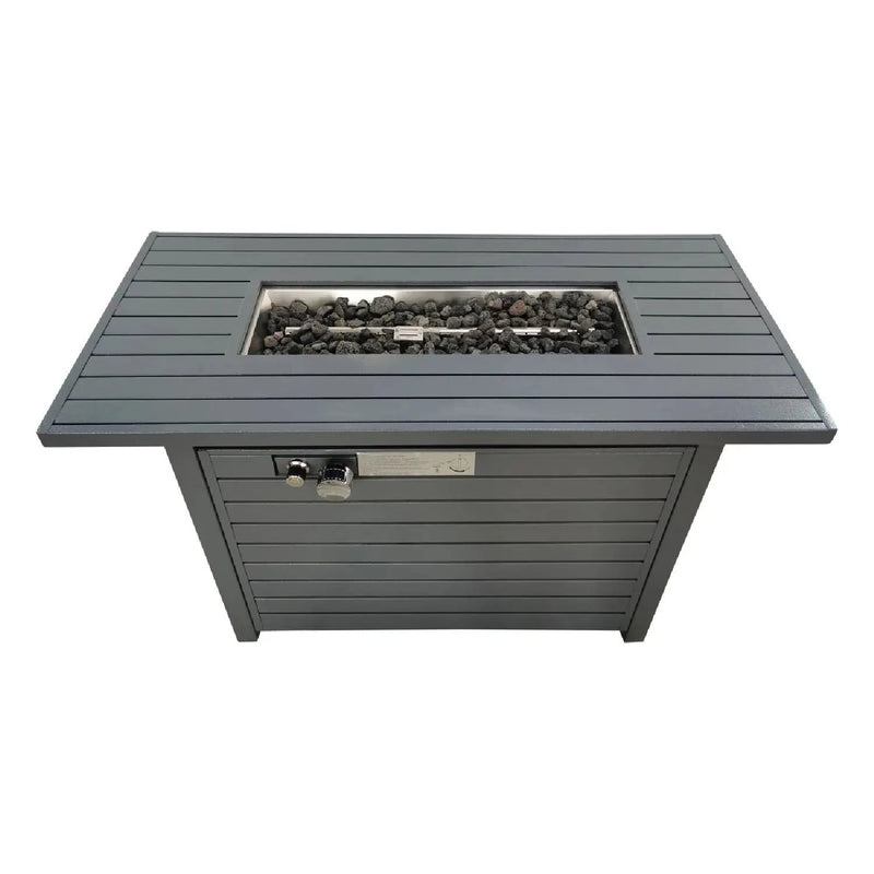 Outdoor Gas Fire Pit Table With Durable Construction And Lid - Gray by HouseOfZazla