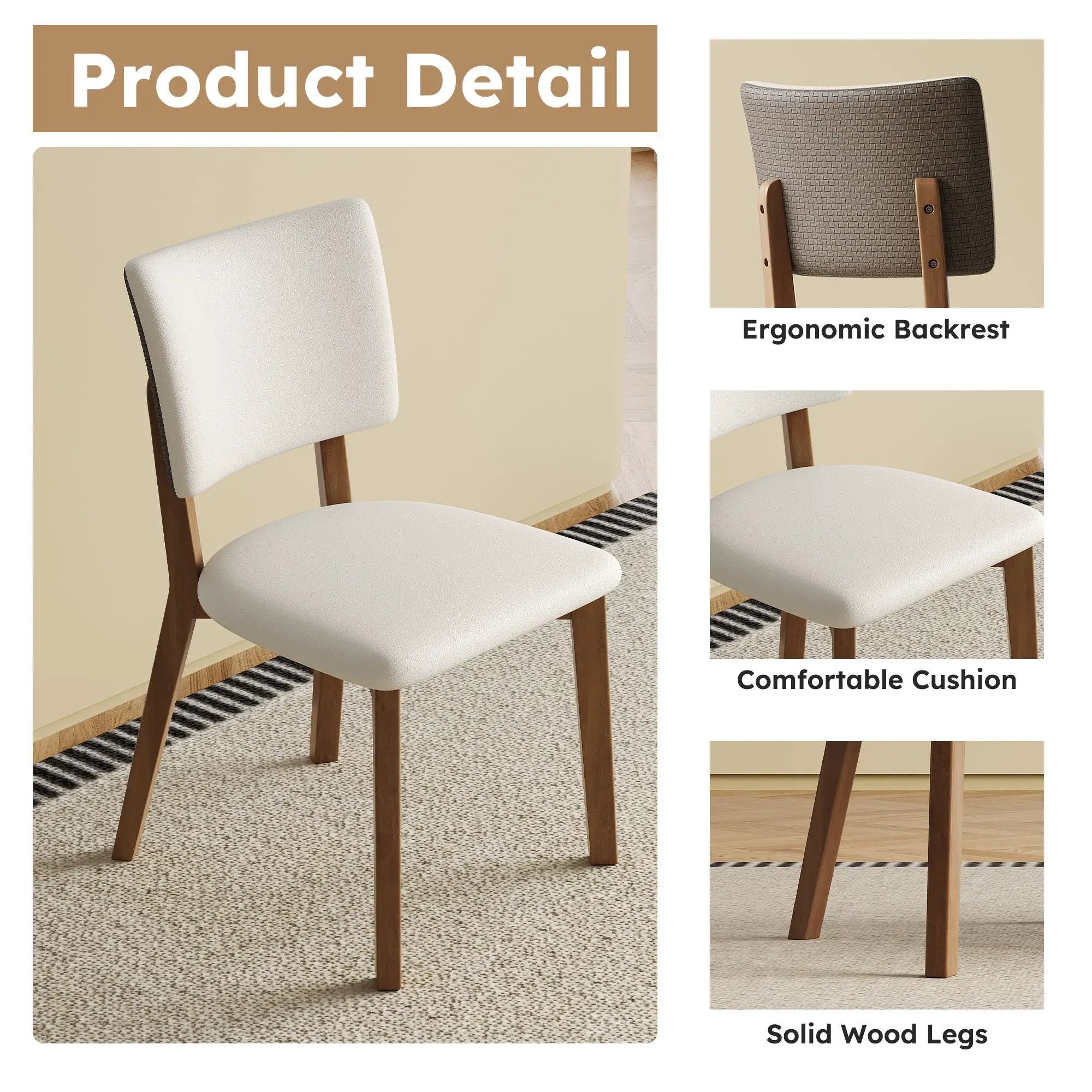 Dining Chair (Set of 2) - White / Deep Walnut by HouseOfZazla