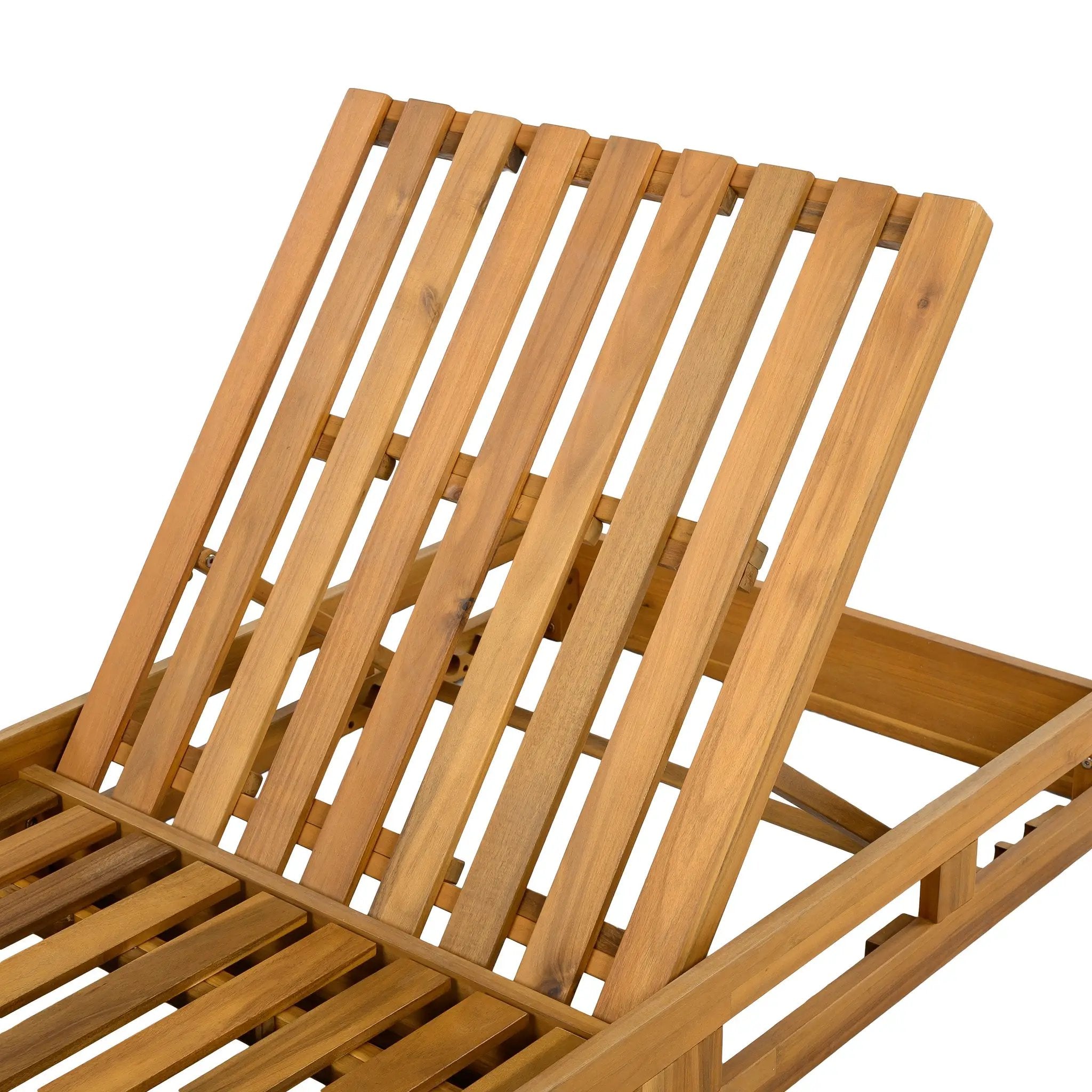 Acacia Wood Adjustable Lounge Chair, Teak Finish by HouseOfZazla