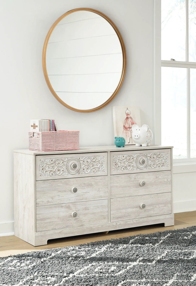 Paxberry - Six Drawer Dresser - Weatherworn - Whitewash by Unique Piece Furniture