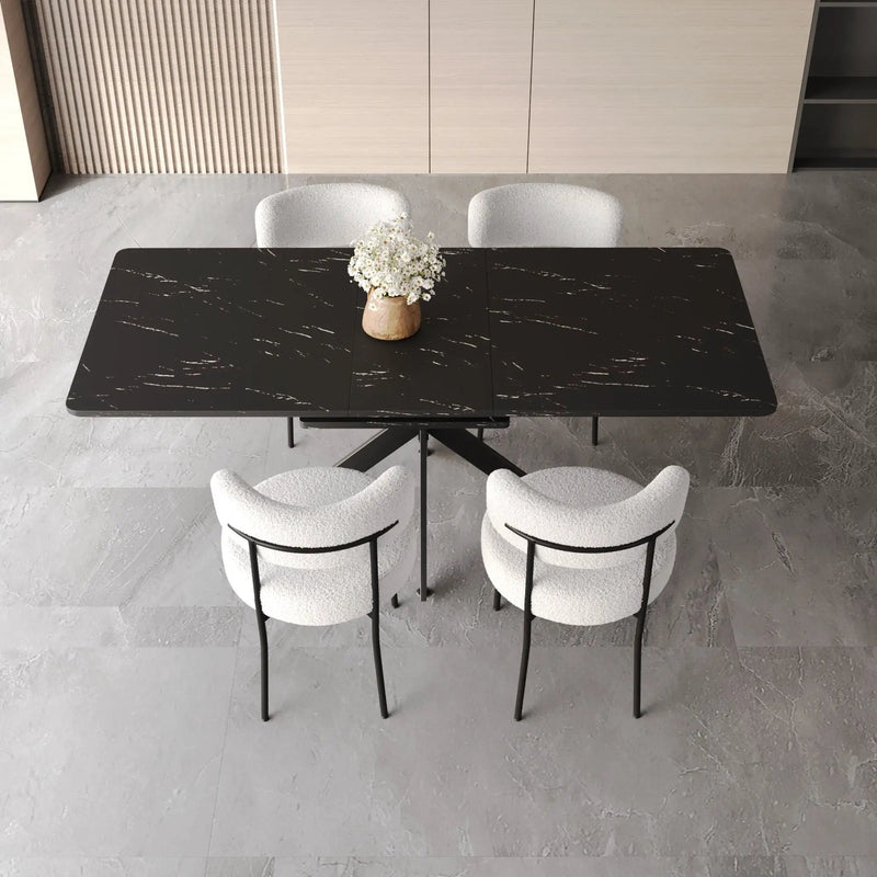 Extendable Dining Table Set With Curved Backrest Upholstered Chairs by Unique Piece Furniture