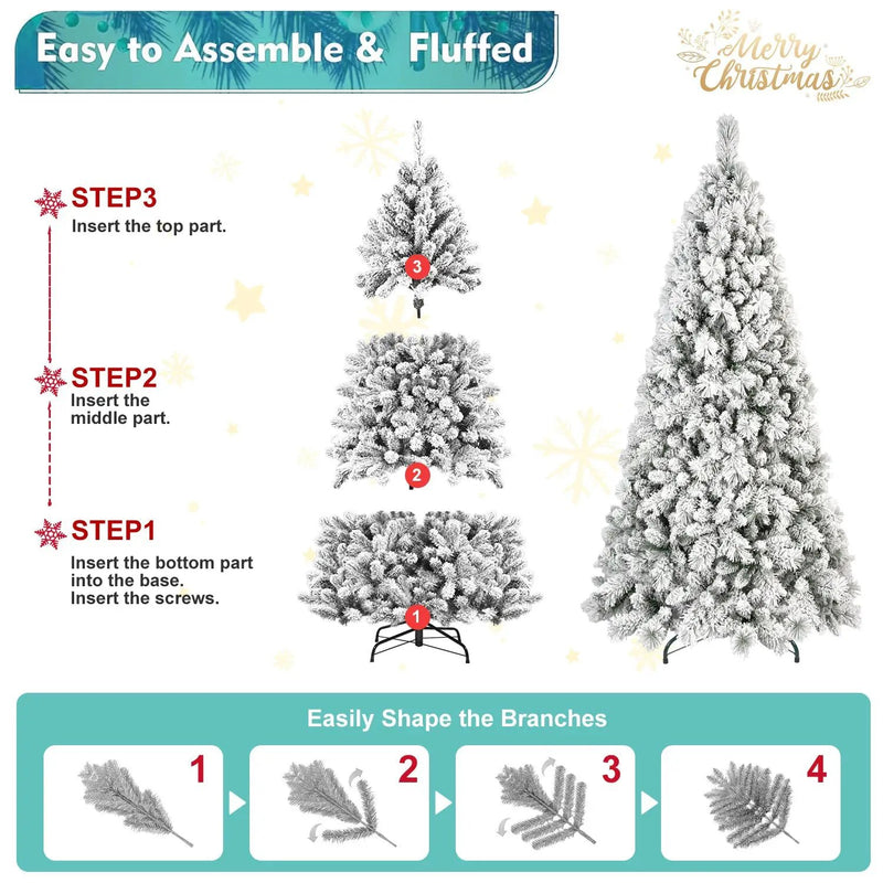 4FT Flocked Christmas Tree with 150 Warm White LED Lights by HouseOfZazla