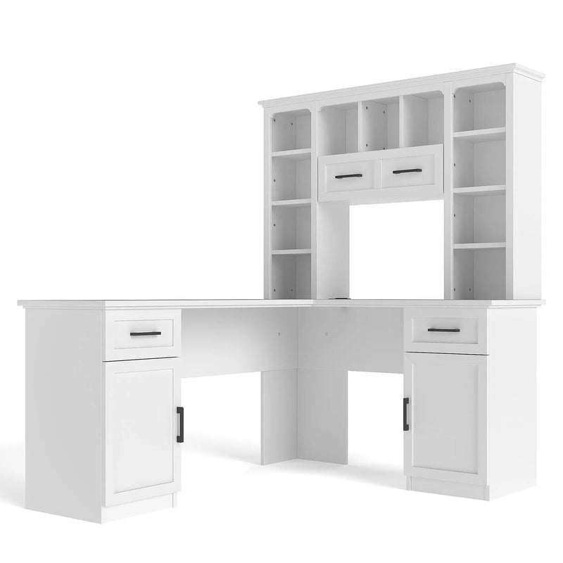 L-Shaped Computer Desk with 2 Cabinets and 2 Drawers by HouseOfZazla