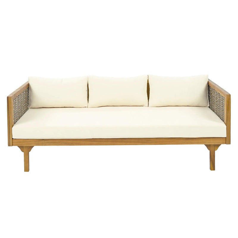 Claremont 3 Seater Daybed Teak Acacia Wood Water Resistant Cushions by HouseOfZazla