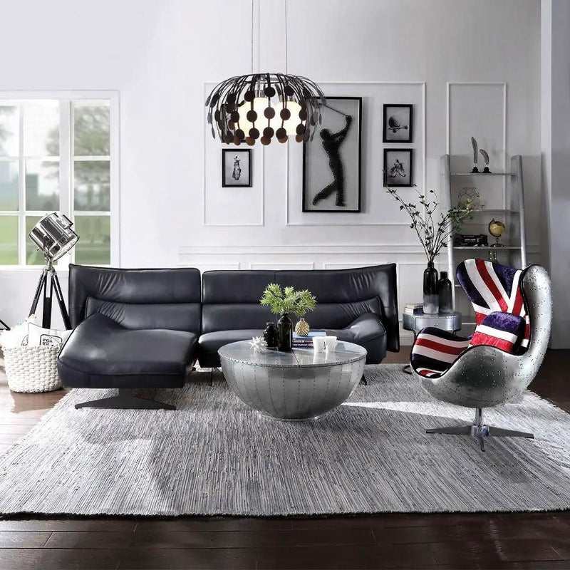 Brancaster - British Flag Accent Chair With Swivel - Pattern Fabric & Aluminum by Unique Piece Furniture