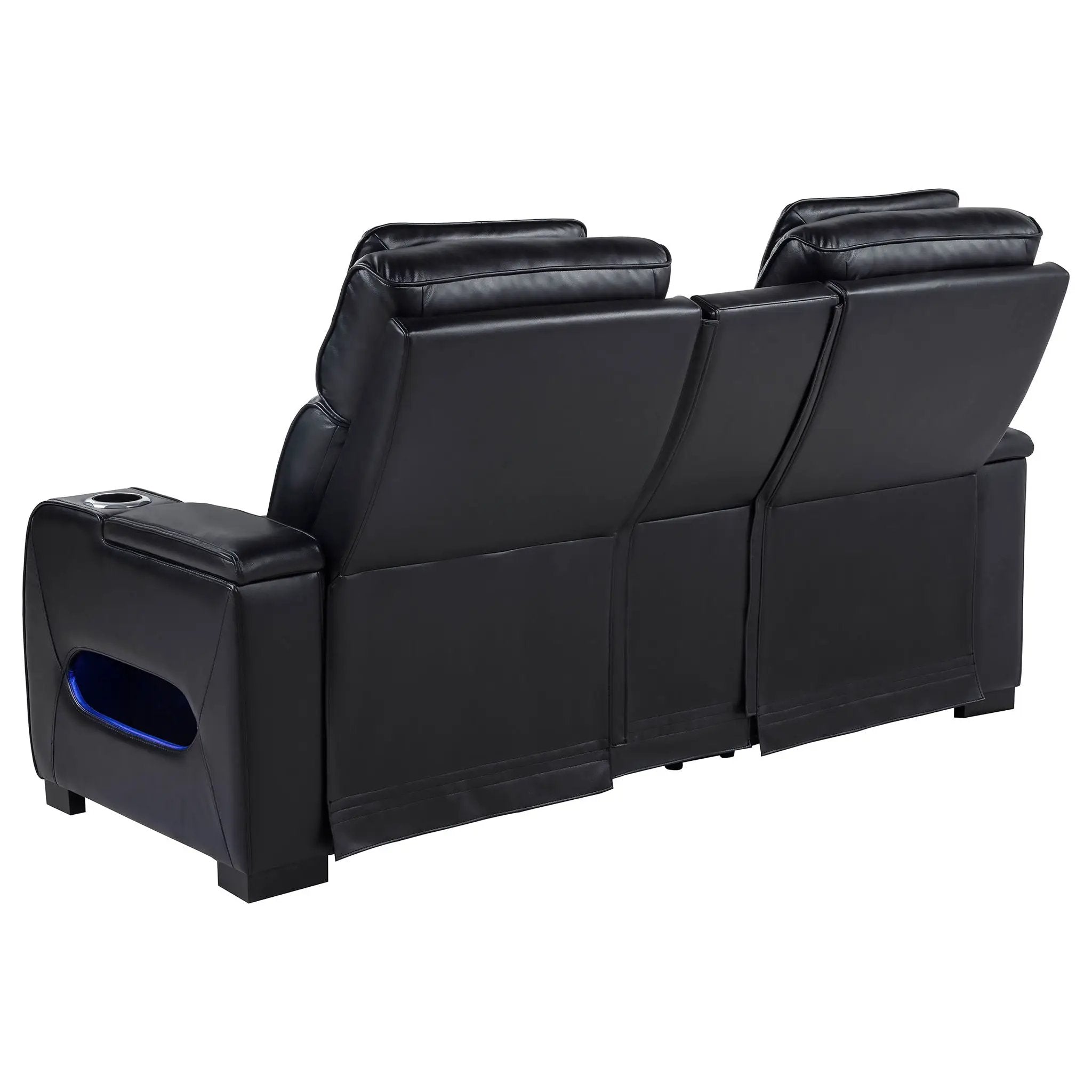 Zuma Faux Leather Dual Power Reclining LED Loveseat Black by Unique Piece Furniture