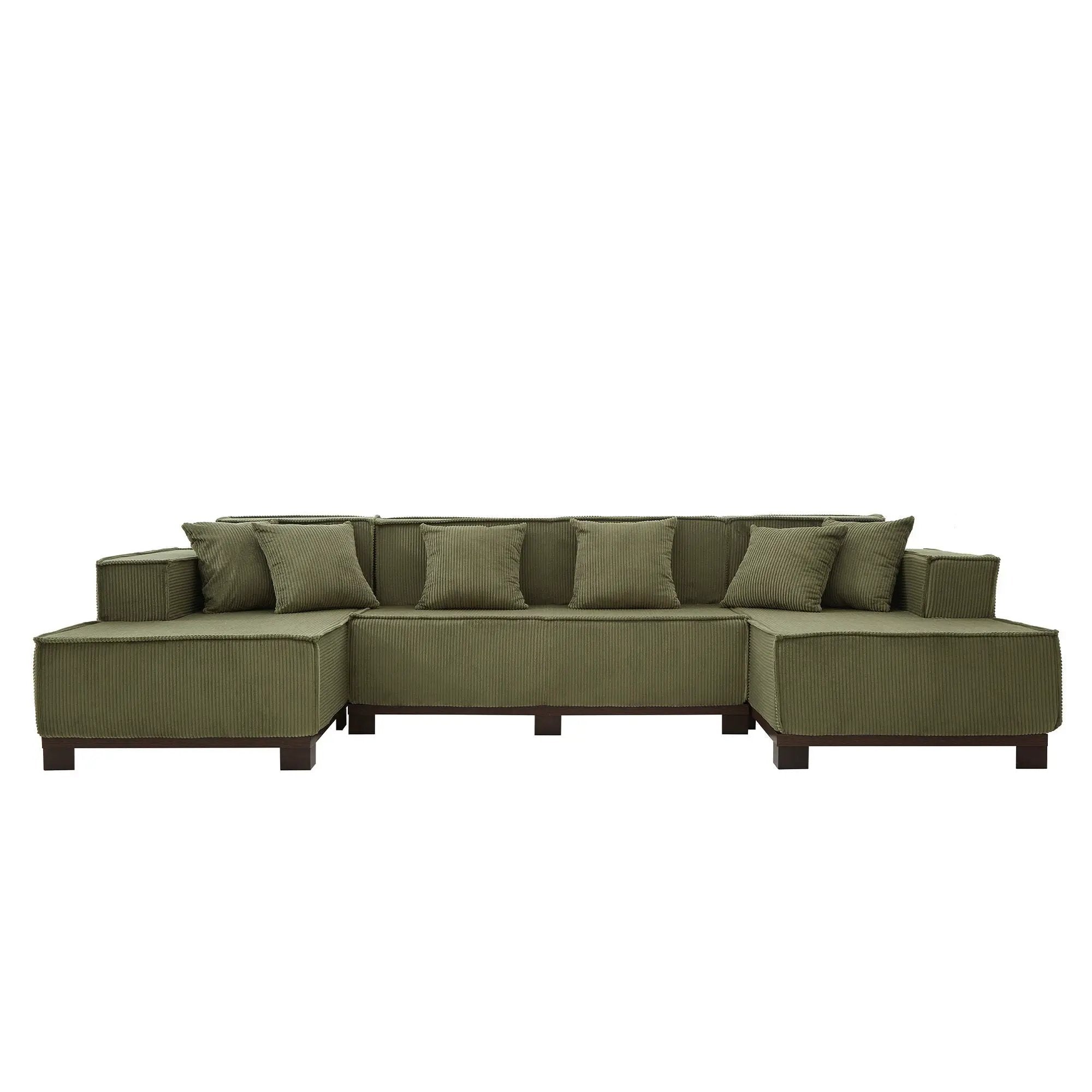 U-Shaped Sectional Sofa With RGB LED Light Strip And 6 Pillows by Unique Piece Furniture