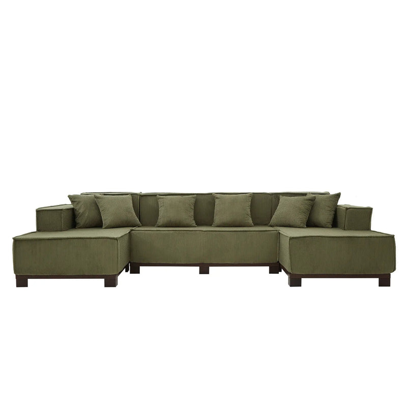 U-Shaped Sectional Sofa With RGB LED Light Strip And 6 Pillows by Unique Piece Furniture